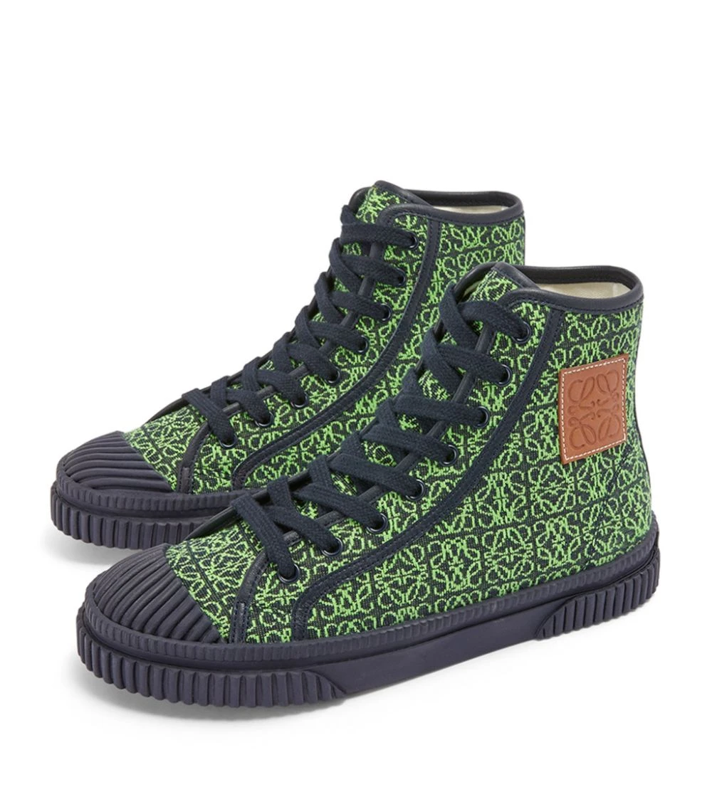 LOEWE Anagram Jacquard High-Top Sneakers APPLE GREEN/DEEPNAVY 4 LOEWE Anagram Jacquard High-Top Sneakers APPLE GREEN/DEEPNAVY - Image 2