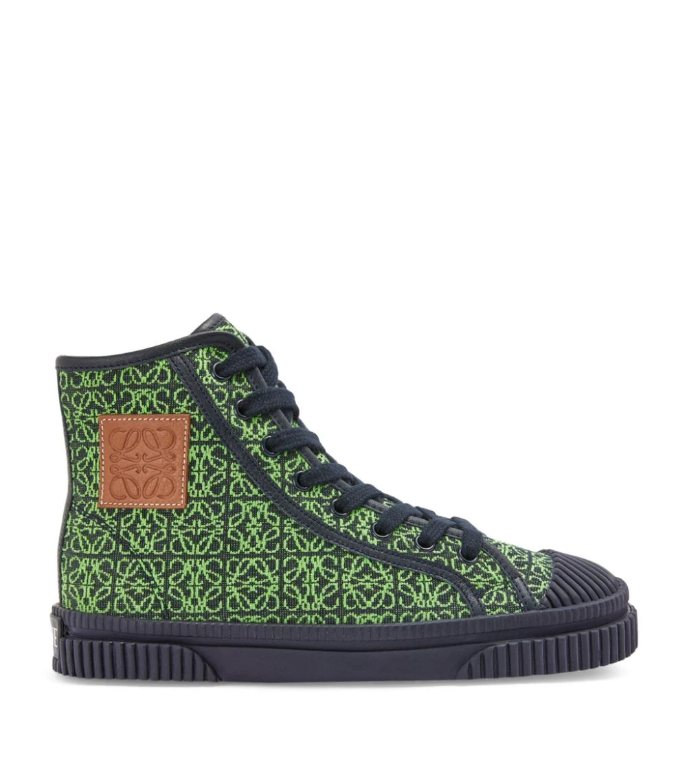 LOEWE Anagram Jacquard High-Top Sneakers APPLE GREEN/DEEPNAVY 2 LOEWE Anagram Jacquard High-Top Sneakers APPLE GREEN/DEEPNAVY