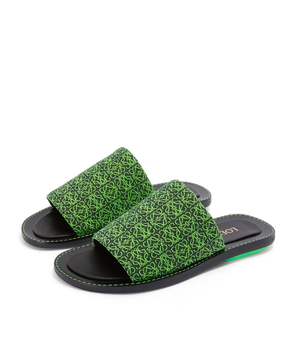 LOEWE Anagram Jacquard Slides BLACK/NEON GREEN 4 LOEWE Anagram Jacquard Slides BLACK/NEON GREEN - Image 2