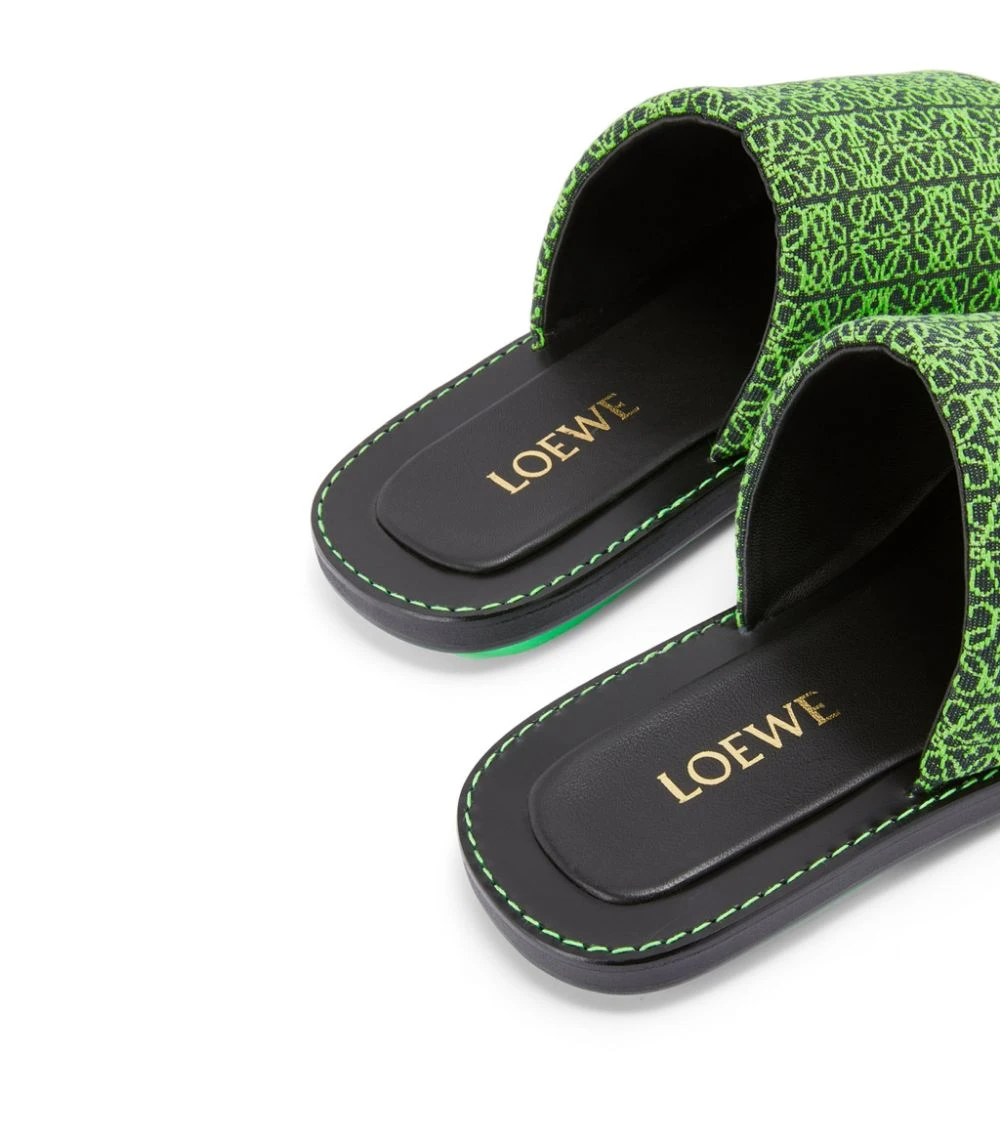 LOEWE Anagram Jacquard Slides BLACK/NEON GREEN 6 LOEWE Anagram Jacquard Slides BLACK/NEON GREEN - Image 4