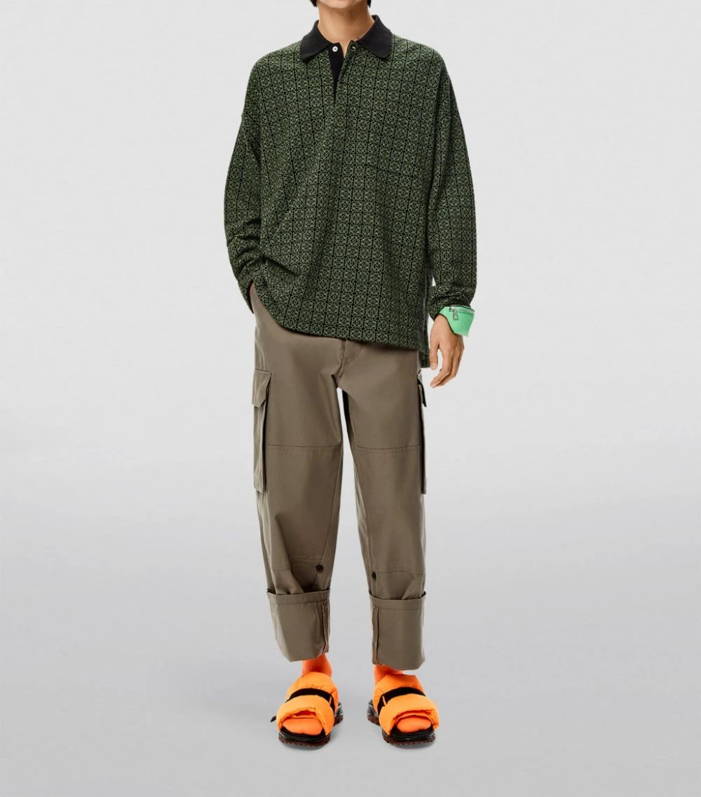 LOEWE Anagram Long-Sleeved Polo Shirt BLACK/FLUO GREEN Polo Shirts 4 LOEWE Anagram Long-Sleeved Polo Shirt BLACK/FLUO GREEN Polo Shirts - Image 2