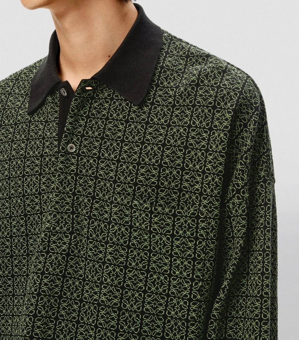 LOEWE Anagram Long-Sleeved Polo Shirt BLACK/FLUO GREEN Polo Shirts 7 LOEWE Anagram Long-Sleeved Polo Shirt BLACK/FLUO GREEN Polo Shirts - Image 5