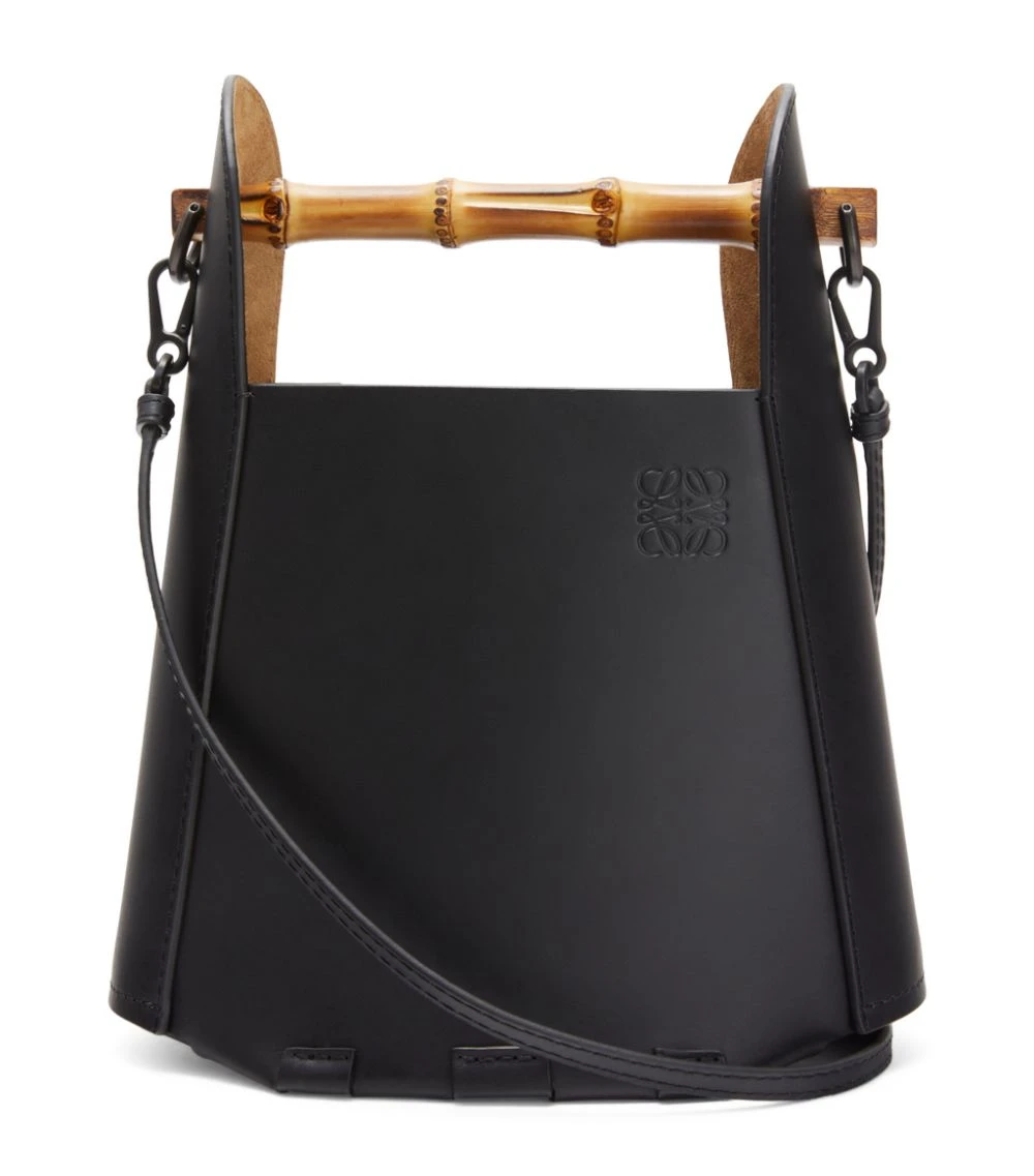 LOEWE Bamboo-Handle Leather Bucket Bag BLACK Bucket Bags 3 LOEWE Bamboo-Handle Leather Bucket Bag BLACK Bucket Bags