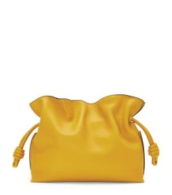 LOEWE Calfskin Flamenco Clutch Bag MUSTARD Clutch Bags