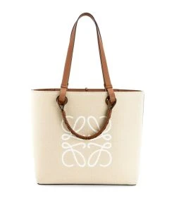 LOEWE Sales 36 LOEWE Canvas-Leather Anagram Tote Bag ECRU/TAN Tote Bags