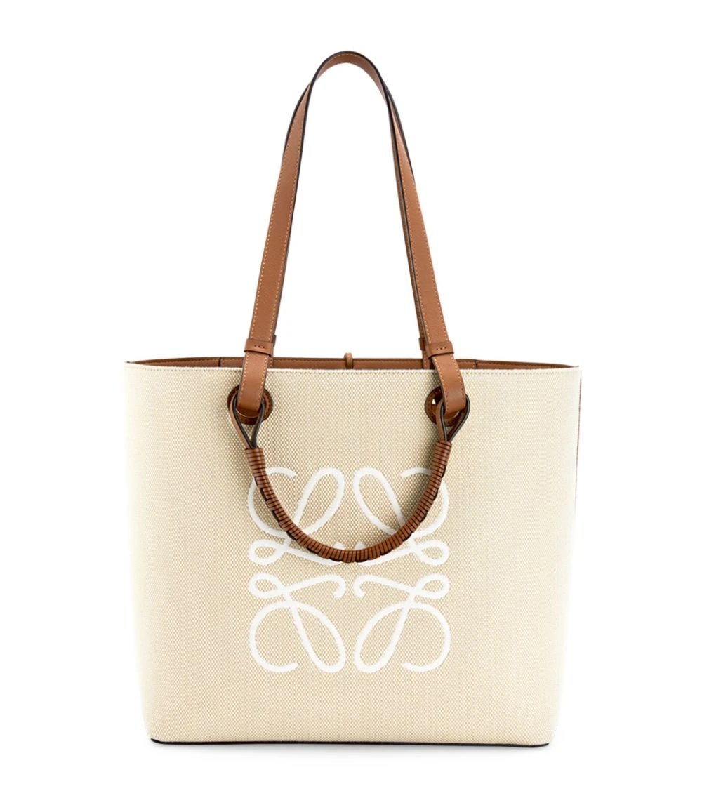 LOEWE Canvas-Leather Anagram Tote Bag ECRU/TAN Tote Bags 3 LOEWE Canvas-Leather Anagram Tote Bag ECRU/TAN Tote Bags