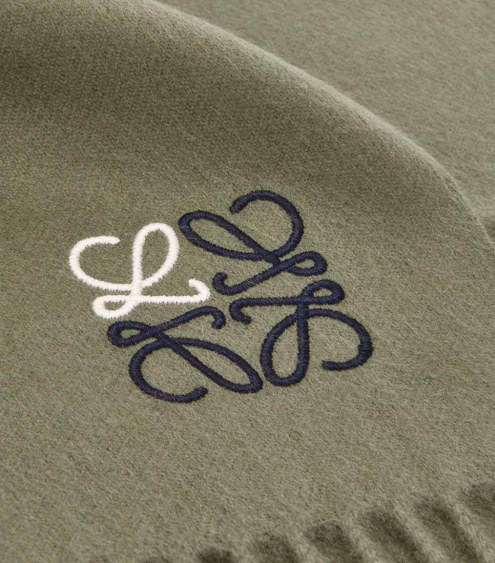 LOEWE Cashmere Anagram Scarf SALAMANDER GREEN Scarves 5 LOEWE Cashmere Anagram Scarf SALAMANDER GREEN Scarves - Image 3