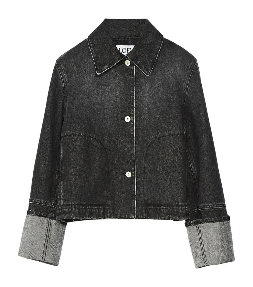 LOEWE Contrast-Cuffs Denim Jacket BLACK Denim Jackets 3 LOEWE Contrast-Cuffs Denim Jacket BLACK Denim Jackets