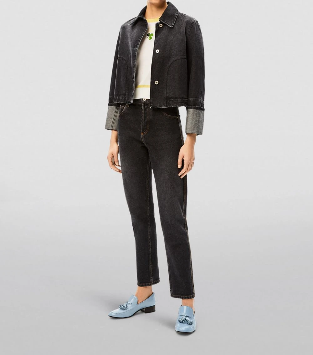 LOEWE Contrast-Cuffs Denim Jacket BLACK Denim Jackets 4 LOEWE Contrast-Cuffs Denim Jacket BLACK Denim Jackets - Image 2
