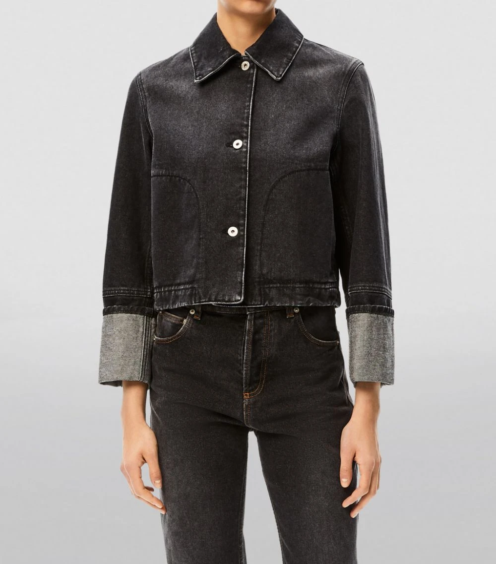 LOEWE Contrast-Cuffs Denim Jacket BLACK Denim Jackets 5 LOEWE Contrast-Cuffs Denim Jacket BLACK Denim Jackets - Image 3