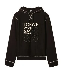 LOEWE Cotton Anagram Hoodie BLACK Hoodies
