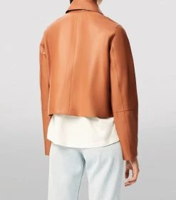 LOEWE Cropped Leather Jacket TAN Leather Jackets -LOEWE Sales loewe cropped leather jacket 15662022 28226949 1000