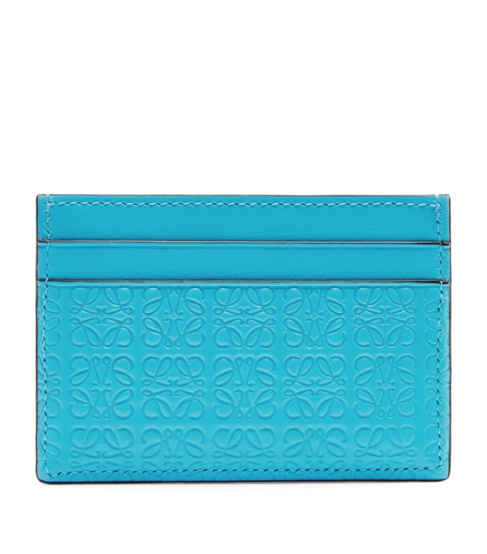 LOEWE Embossed Anagram Pattern Card Holder CYAN Card Holders 3 LOEWE Embossed Anagram Pattern Card Holder CYAN Card Holders