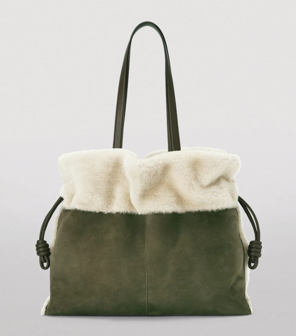 LOEWE Extra Large Shearling Flamenco Clutch Bag KHAKI GREEN Shoulder Bags 4 LOEWE Extra Large Shearling Flamenco Clutch Bag KHAKI GREEN Shoulder Bags - Image 2