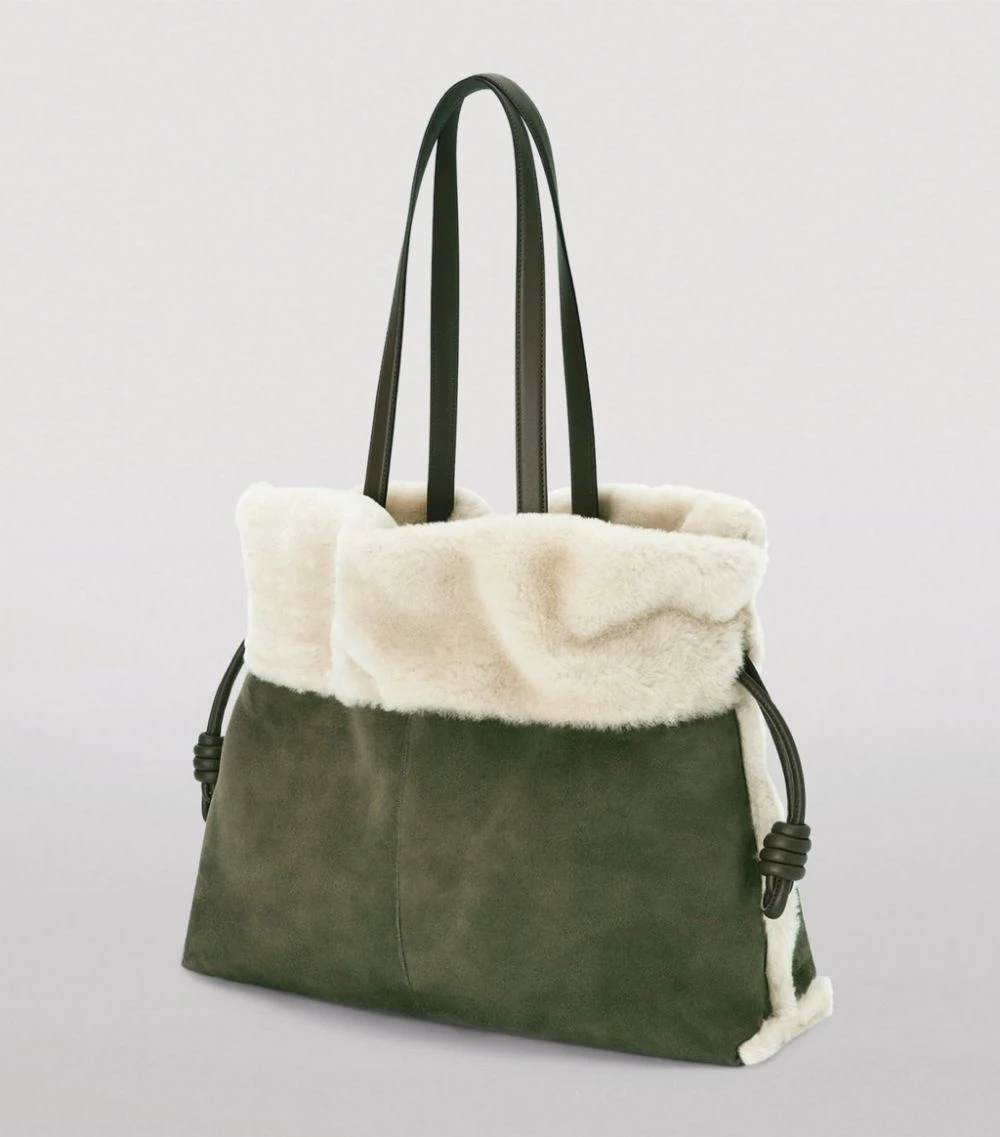 LOEWE Extra Large Shearling Flamenco Clutch Bag KHAKI GREEN Shoulder Bags 6 LOEWE Extra Large Shearling Flamenco Clutch Bag KHAKI GREEN Shoulder Bags - Image 4
