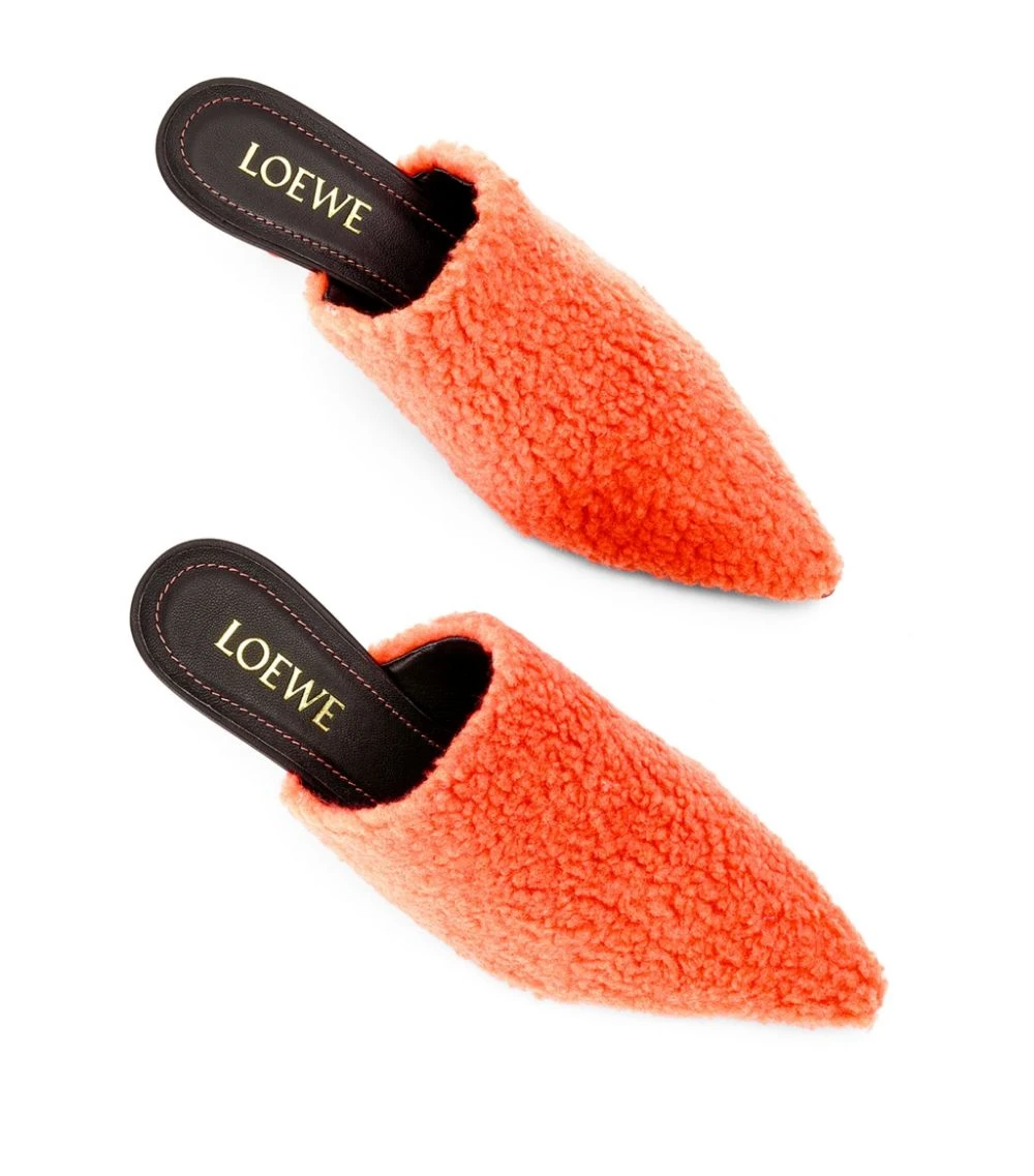 LOEWE Fleece Heeled Mules 50 NEON ORANGE 4 LOEWE Fleece Heeled Mules 50 NEON ORANGE - Image 2
