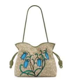 LOEWE Herbarium Flamenco Clutch Bag GREEN/AVOCADO GREEN Clutch Bags