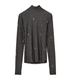 LOEWE High-Neck Long-Sleeved Top BLACK Blouses