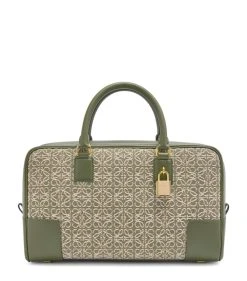LOEWE Jacquard Amazona 28 Bag GREEN/AVOCADO GREEN Top Handle Bags