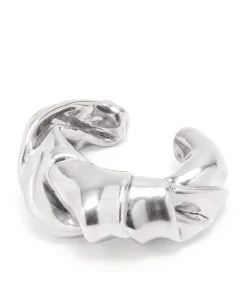 LOEWE Large Sterling Silver Twist Cuff Bangle RHODIUM Bracelets