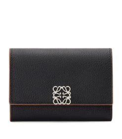LOEWE Leather Anagram Vertical Wallet BLACK Wallets