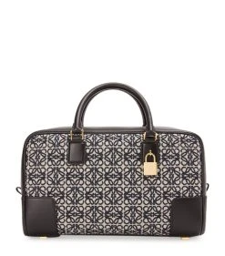 LOEWE Leather and Canvas Amazona 28 Top-Handle Bag NAVY/BLACK Top Handle Bags