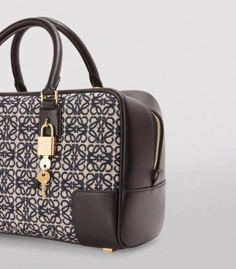 LOEWE Leather and Canvas Amazona 28 Top-Handle Bag NAVY/BLACK Top Handle Bags 8 LOEWE Leather and Canvas Amazona 28 Top-Handle Bag NAVY/BLACK Top Handle Bags - Image 6