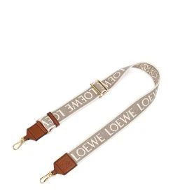 LOEWE Leather and Canvas Logo Bag Strap NATURAL/TAN Bag Accessories