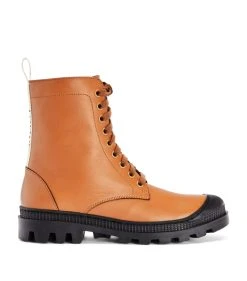 LOEWE Leather Combat Boots TAN Ankle Boots