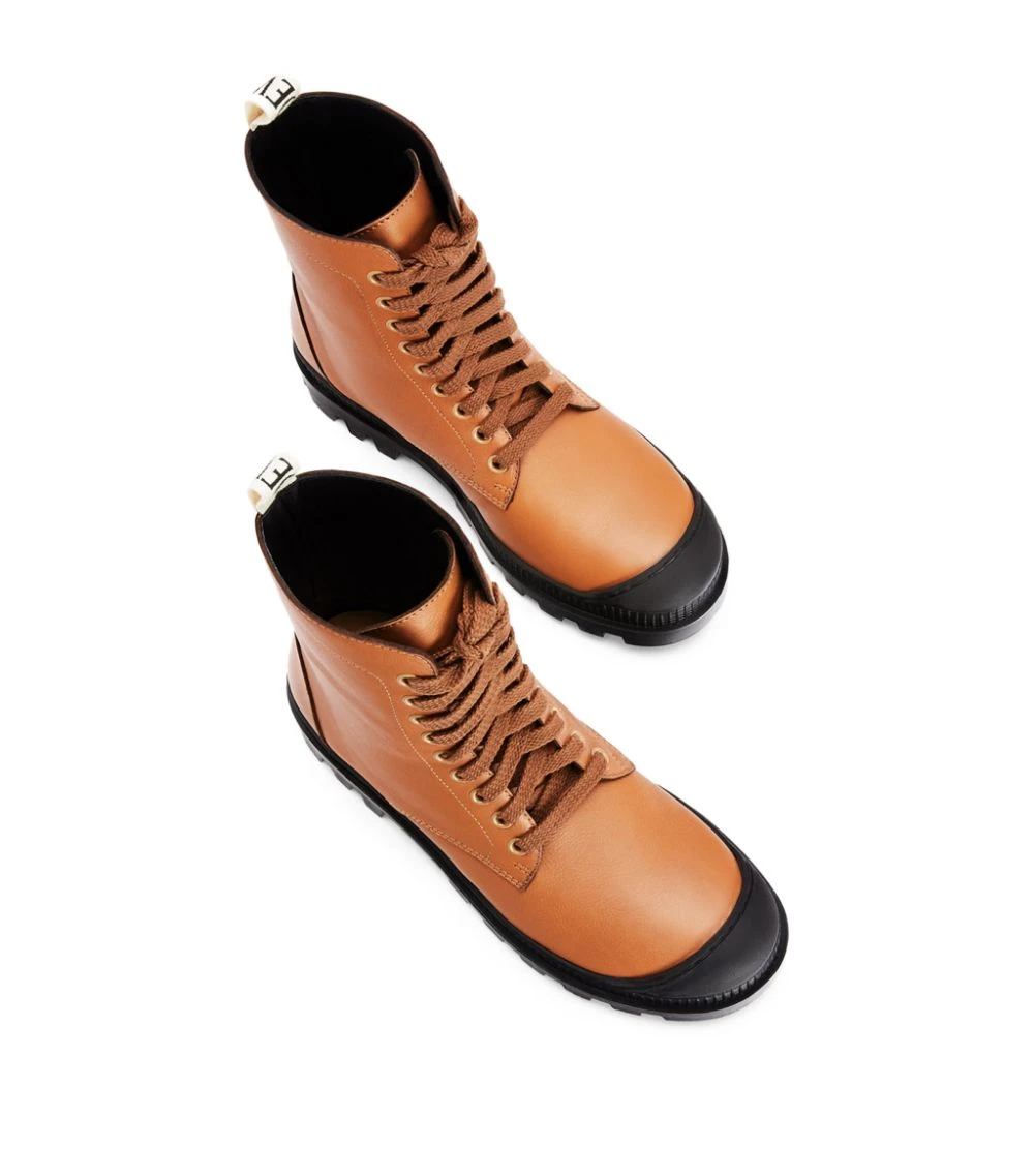 LOEWE Leather Combat Boots TAN Ankle Boots 5 LOEWE Leather Combat Boots TAN Ankle Boots - Image 3