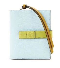 LOEWE Leather Compact Bifold Wallet CRYSTAL BLUE/LIME Wallets