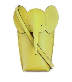 LOEWE Leather Elephant Pocket Bag LIME YELLOW Mini Bags