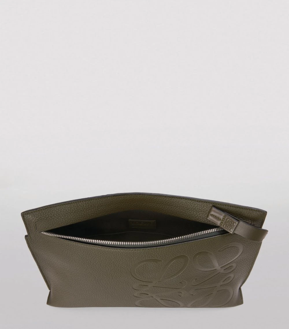 LOEWE Leather Embossed Anagram T Pouch DARK KHAKI GREEN Pouches 4 LOEWE Leather Embossed Anagram T Pouch DARK KHAKI GREEN Pouches - Image 2