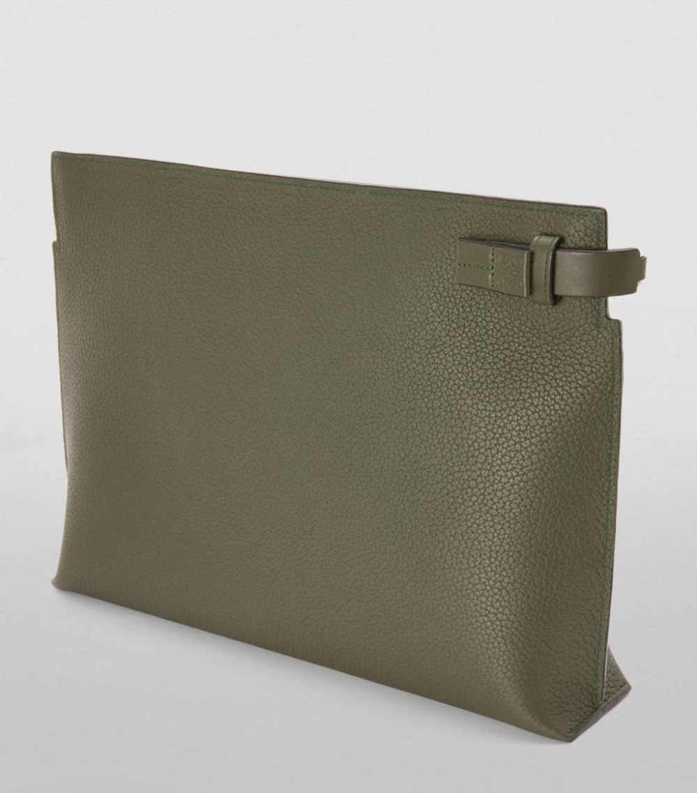 LOEWE Leather Embossed Anagram T Pouch DARK KHAKI GREEN Pouches 5 LOEWE Leather Embossed Anagram T Pouch DARK KHAKI GREEN Pouches - Image 3