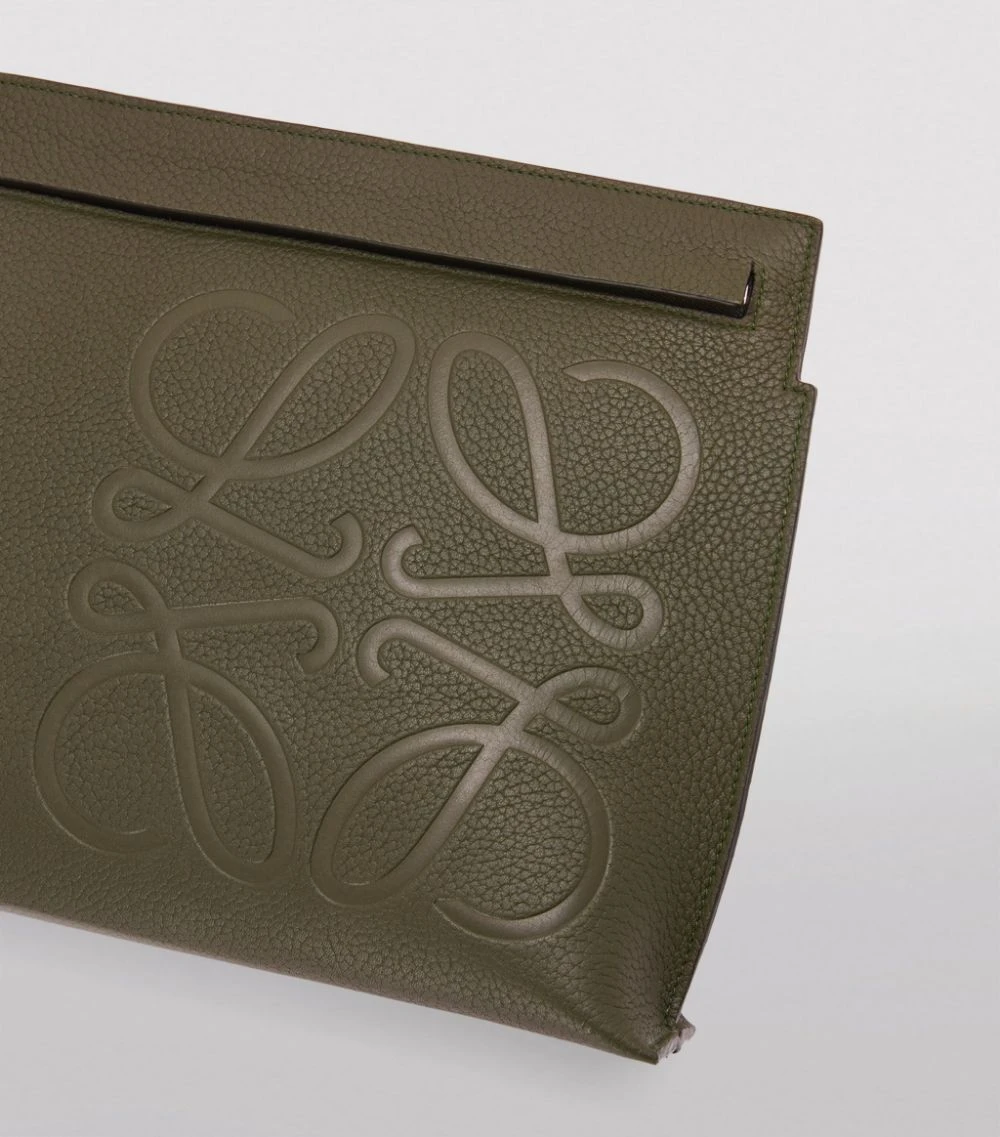 LOEWE Leather Embossed Anagram T Pouch DARK KHAKI GREEN Pouches 6 LOEWE Leather Embossed Anagram T Pouch DARK KHAKI GREEN Pouches - Image 4