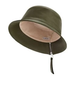 LOEWE Leather Fisherman Hat KHAKI GREEN Beanies