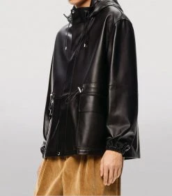 LOEWE Leather Hiking Jacket BLACK Field Jackets -LOEWE Sales loewe leather hiking jacket 16931341 33635919 1000