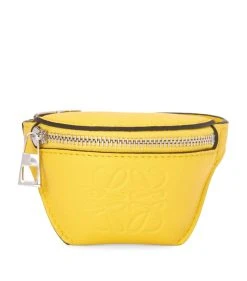 LOEWE Leather Logo Coin Purse Bracelet YELLOW Pouches