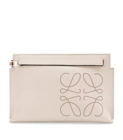 LOEWE Leather Mini T Pouch LIGHT OAT/TAN Pouches