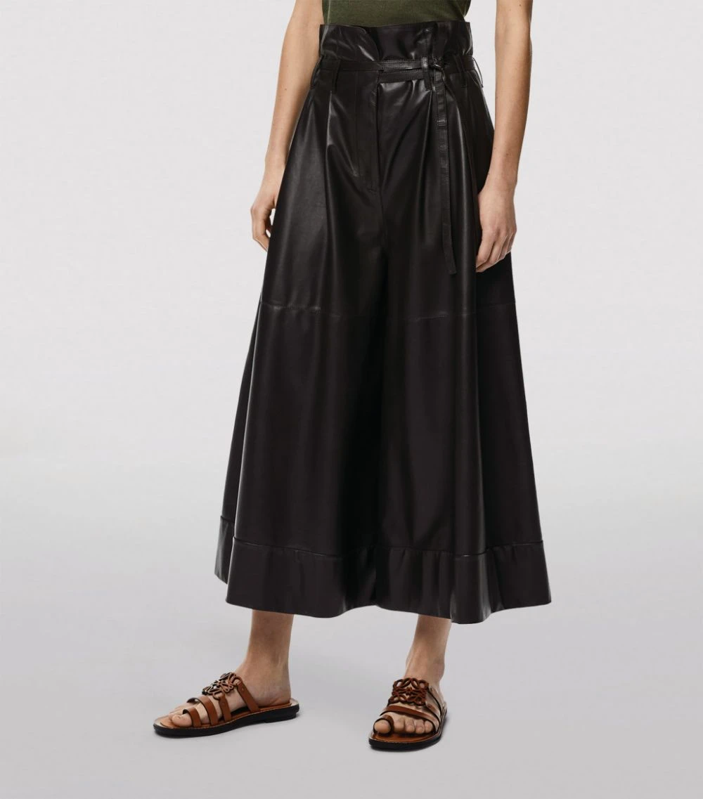 LOEWE Leather Paperbag-Waist Culotte Trousers BLACK/BROWN Leather Trousers 5 LOEWE Leather Paperbag-Waist Culotte Trousers BLACK/BROWN Leather Trousers - Image 3