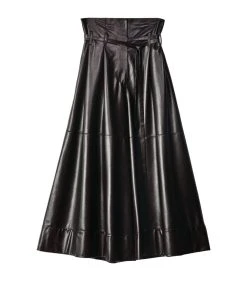 LOEWE Leather Paperbag-Waist Culotte Trousers BLACK/BROWN Leather Trousers