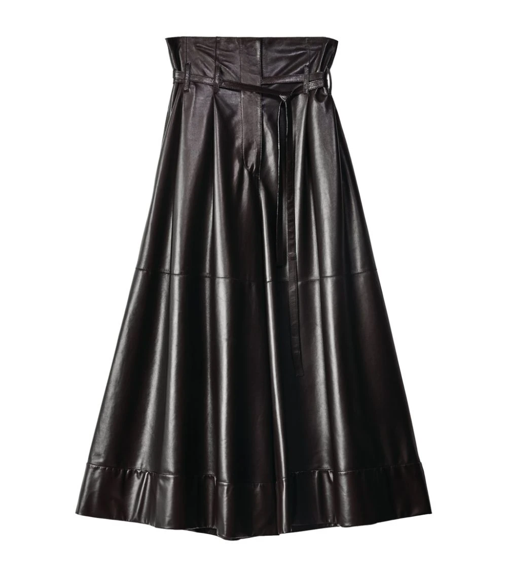 LOEWE Leather Paperbag-Waist Culotte Trousers BLACK/BROWN Leather Trousers 3 LOEWE Leather Paperbag-Waist Culotte Trousers BLACK/BROWN Leather Trousers