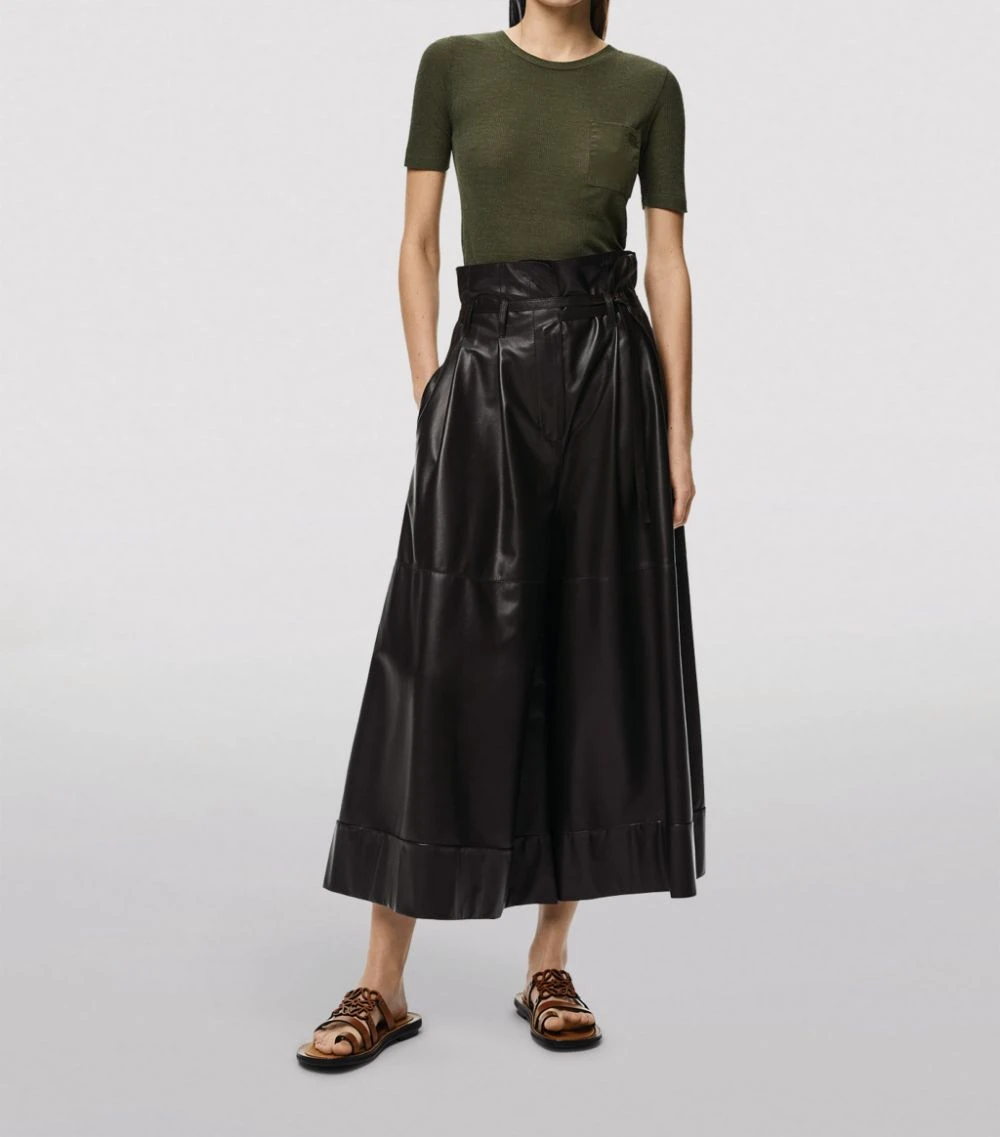 LOEWE Leather Paperbag-Waist Culotte Trousers BLACK/BROWN Leather Trousers 4 LOEWE Leather Paperbag-Waist Culotte Trousers BLACK/BROWN Leather Trousers - Image 2