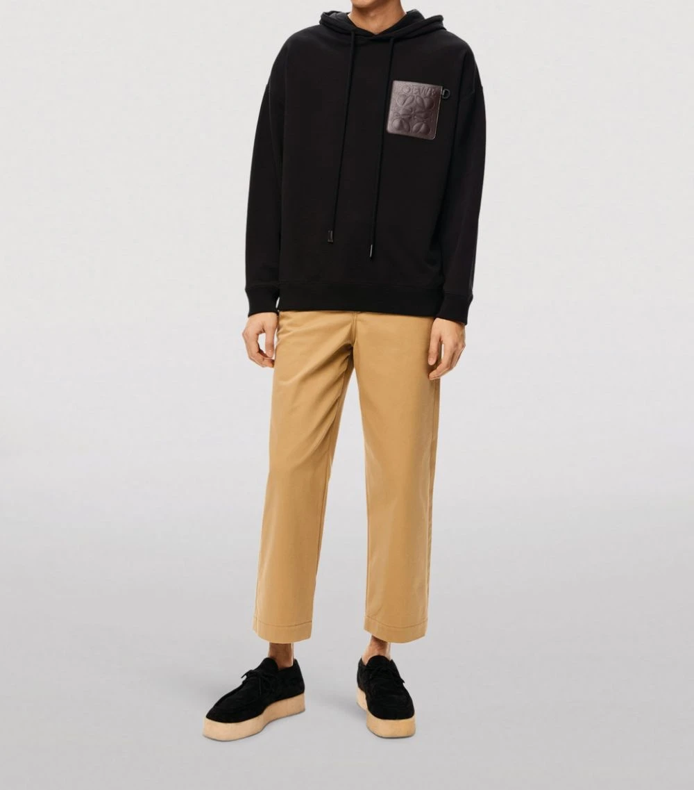 LOEWE Leather-Patch Anagram Hoodie BLACK Hoodies 4 LOEWE Leather-Patch Anagram Hoodie BLACK Hoodies - Image 2