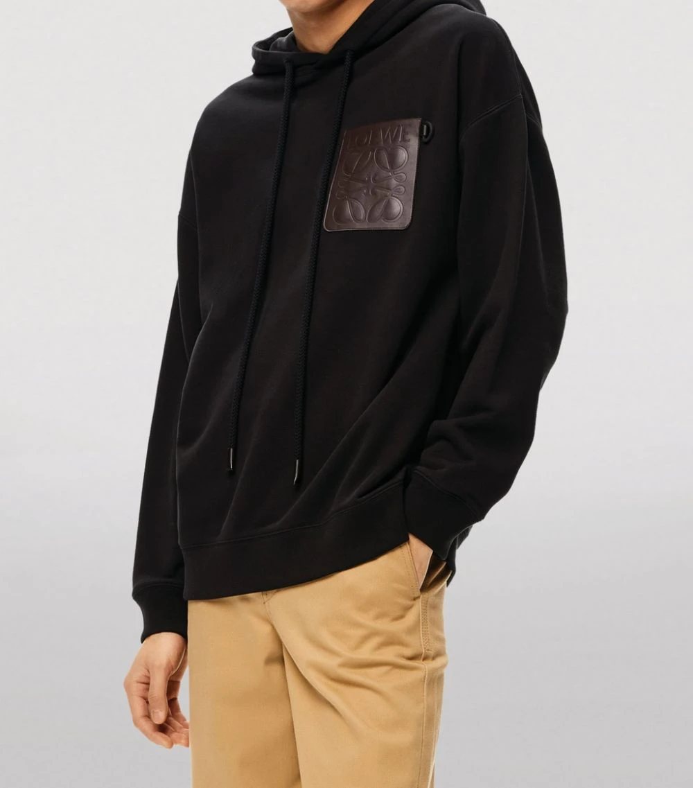 LOEWE Leather-Patch Anagram Hoodie BLACK Hoodies 5 LOEWE Leather-Patch Anagram Hoodie BLACK Hoodies - Image 3