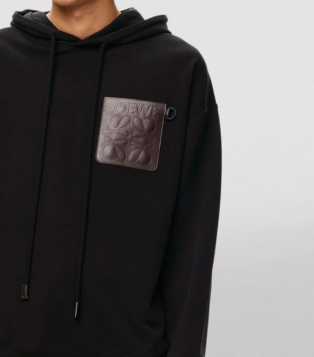 LOEWE Leather-Patch Anagram Hoodie BLACK Hoodies 7 LOEWE Leather-Patch Anagram Hoodie BLACK Hoodies - Image 5
