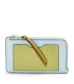 LOEWE Leather Puzzle Card Holder CRYSTAL BLUE/LIME Card Holders