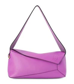 LOEWE Leather Puzzle Hobo Shoulder Bag BRIGHT PURPLE Shoulder Bags