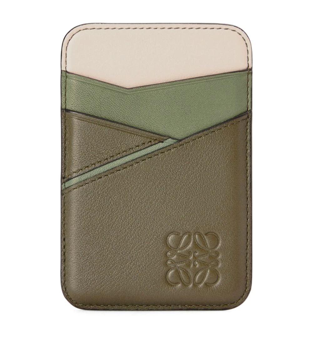 LOEWE Leather Puzzle Magnet Card Holder AUTUMN GREEN/AVOCADO Card Holders 3 LOEWE Leather Puzzle Magnet Card Holder AUTUMN GREEN/AVOCADO Card Holders