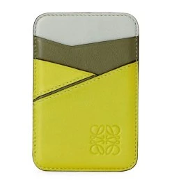LOEWE Leather Puzzle Magnet Card Holder LIME YELLOW/AVOCADO Card Holders
